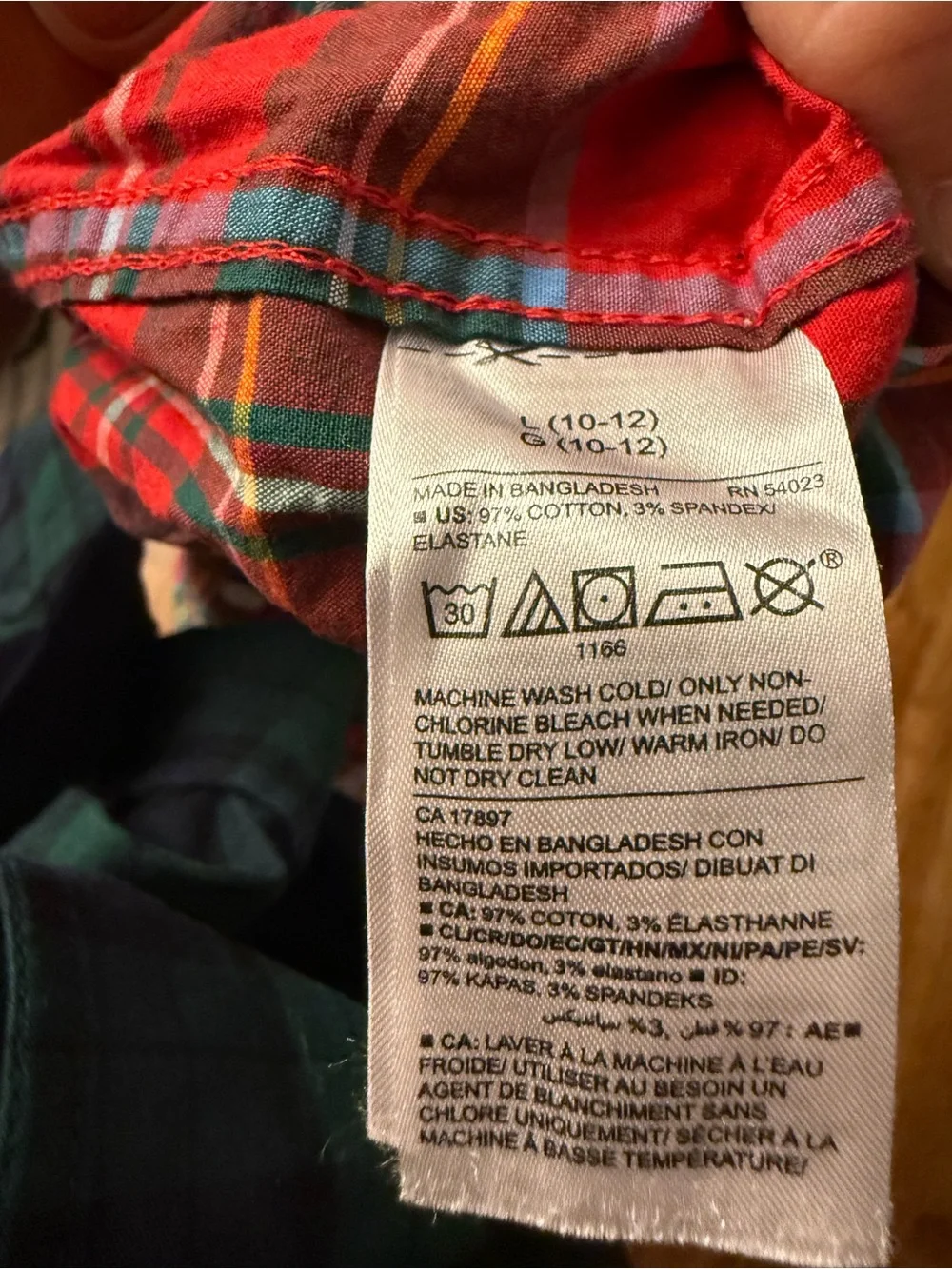 Boys Old Navy Plaid Button-Up Shirt in Red and Green-worn once size large 10-12